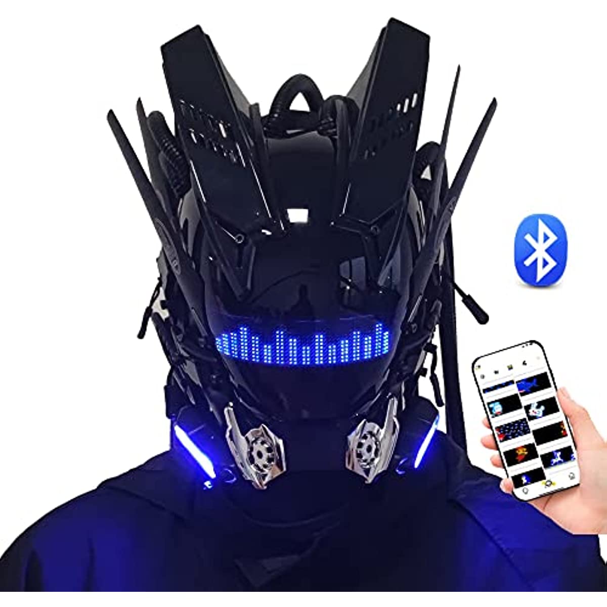 Men Accessories App - Cyberpunk قناع تأثيري للرجال بلوتوث APP