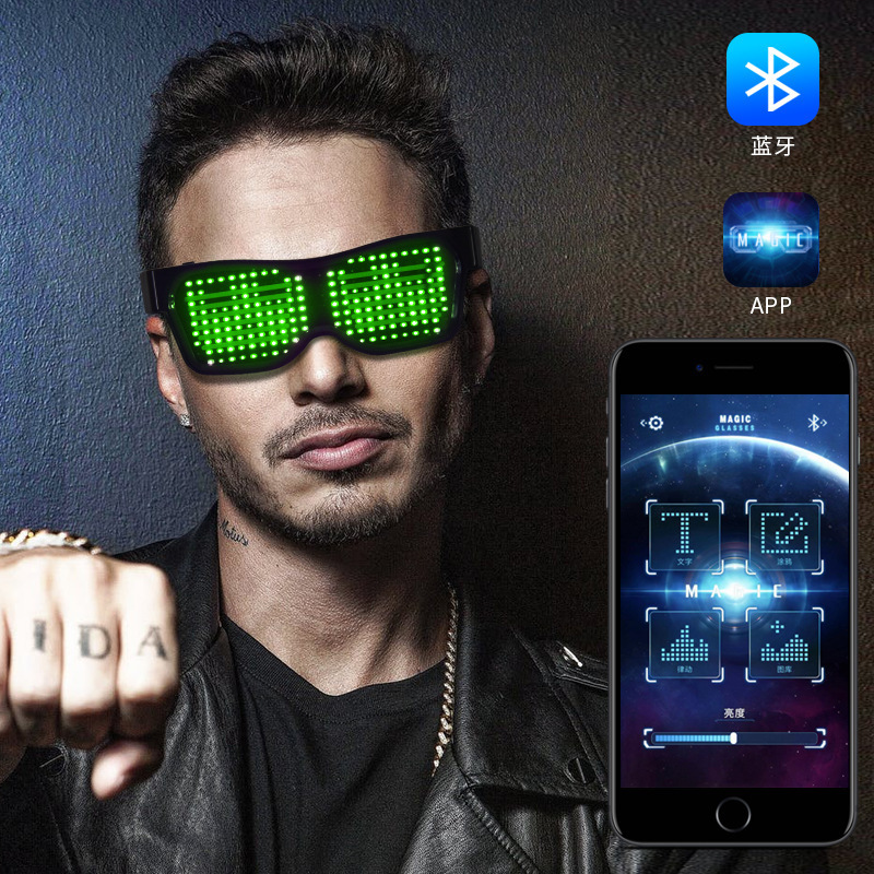 Men Accessories App - نظارات LED للبالغين للحفلات مع تحكم