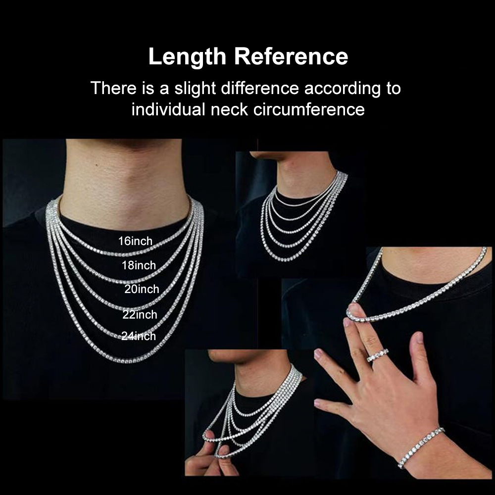 قلادة تنس من الموسانيت الحقيقي - مراجعة Men Accessories Neck Chain وسعره