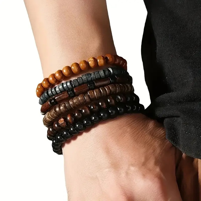 41 قطعة الخشب الطبيعي مطاطا مط - مراجعة Bead Bracelet Men وسعره