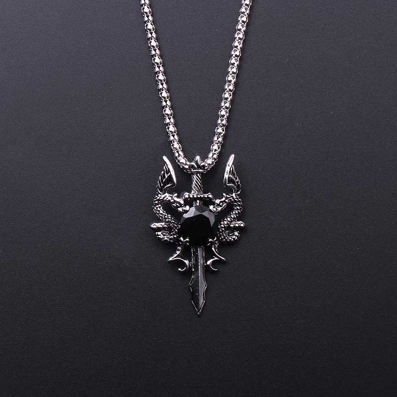 قلادة صليب بحجر أسود على شكل ت - مراجعة Men Accessories Jewelry وسعره